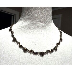 Vintage Aurora Borealis Crystal Choker Necklace Floral Silver Tone Statement